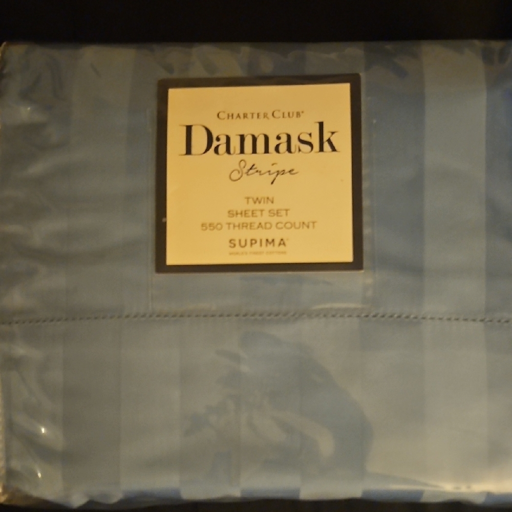 Charter Club Blue Damask Stripe Sheet Set